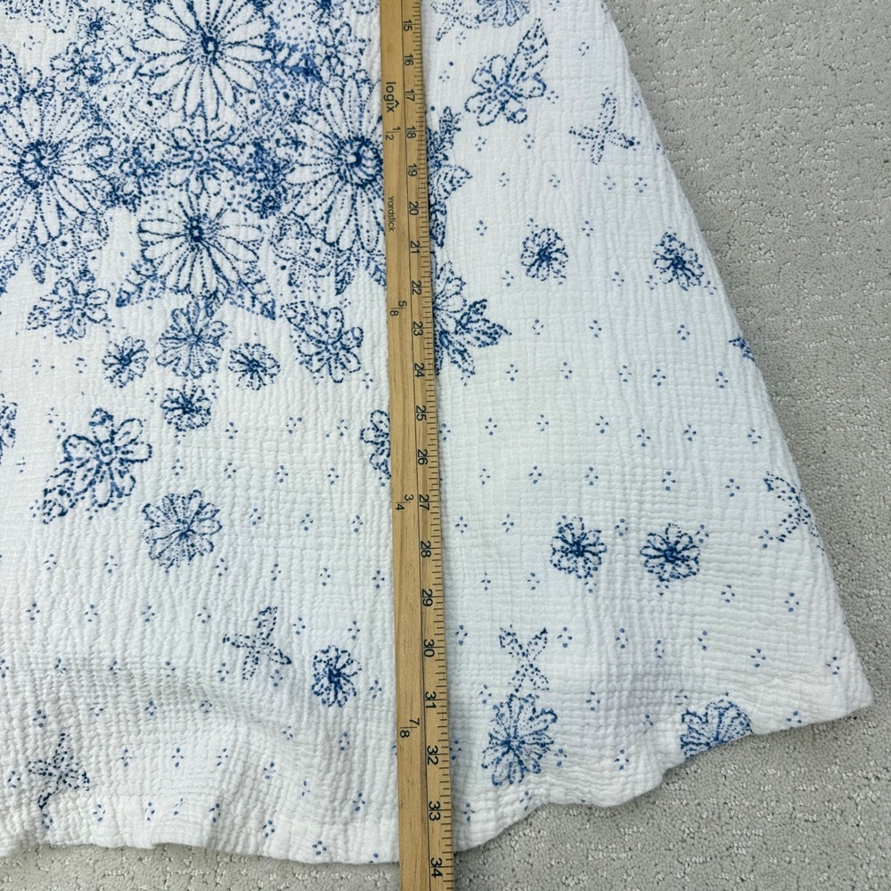 Free People Pinwheel Mini Dress Women M White Blue Floral Open Back Swing - Picture 12 of 15